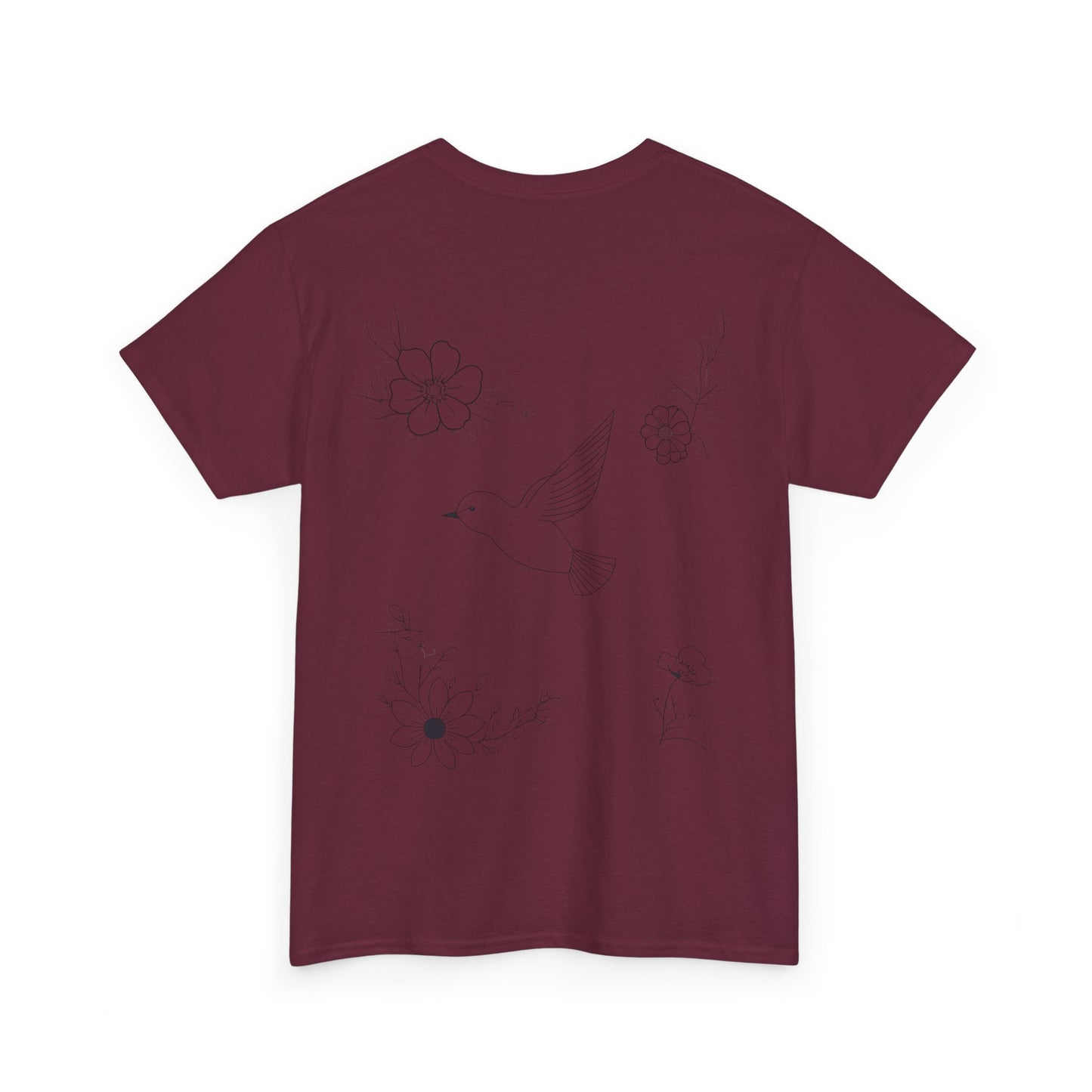 Linienstil Blumen & Vogel Shirt
