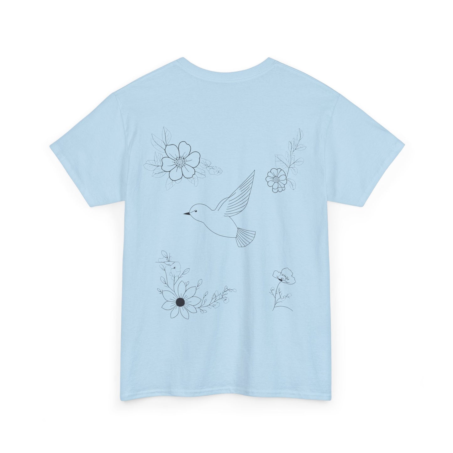 Linienstil Blumen & Vogel Shirt
