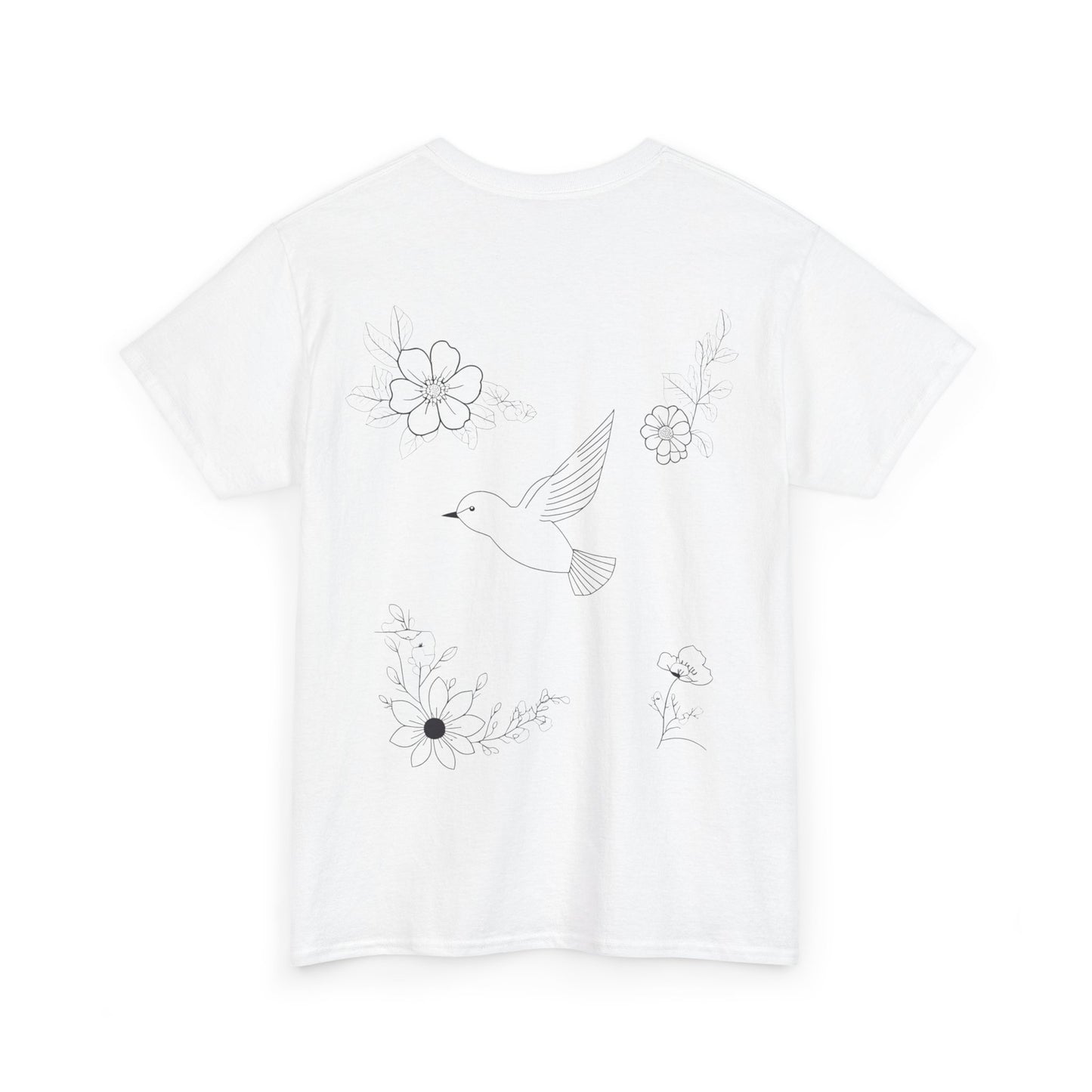 Linienstil Blumen & Vogel Shirt