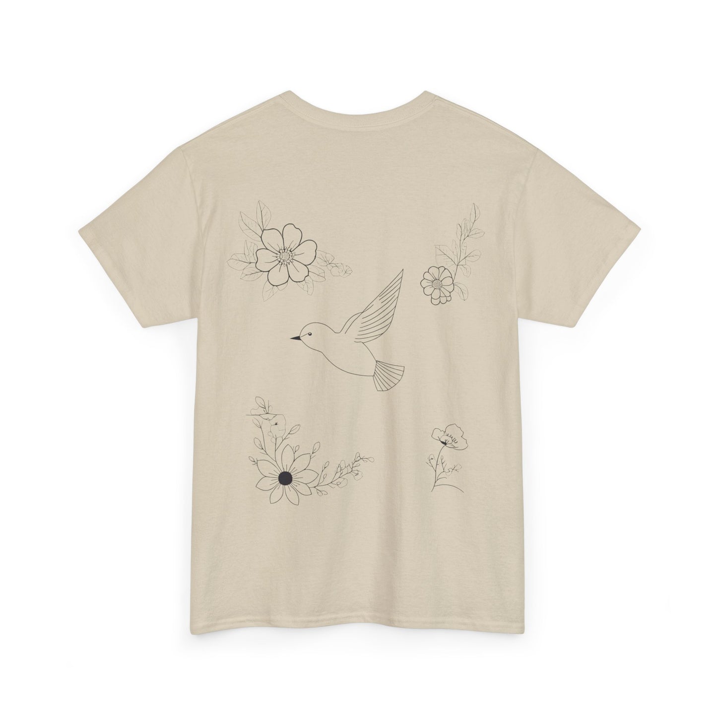 Linienstil Blumen & Vogel Shirt